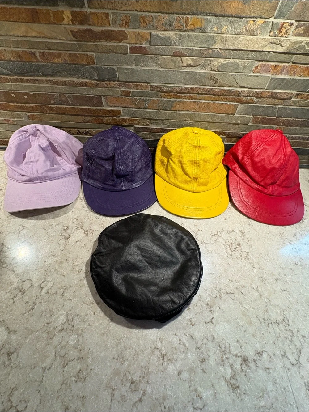 Colorful Casual Cap Bundle - Red, Yellow, Purple, Lavender & Black